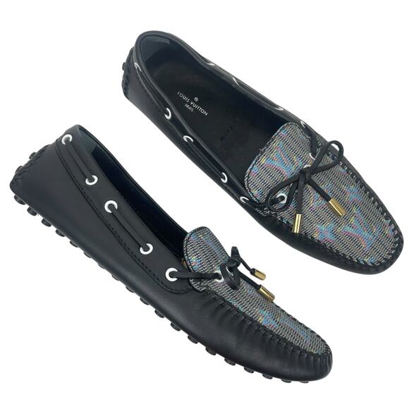 Louis Vuitton Gloria Leather Flat Loafers Blue LV Pop Monogram Size 40 - Picture 2 of 13